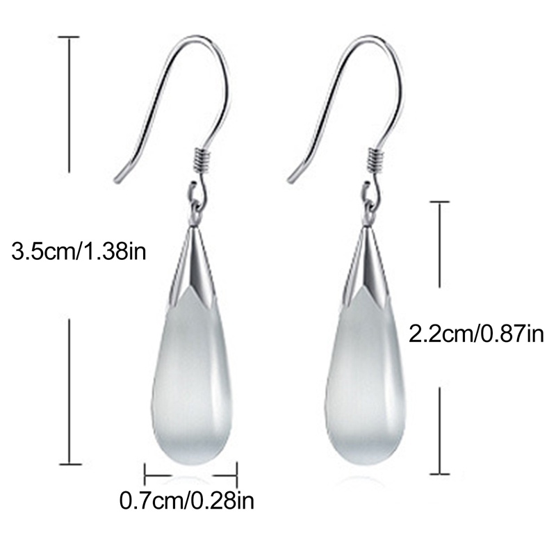 Anting Kait Gantung Wanita Plating Silver Hias Opal Cat Eye Gaya Bohoelegan Untuk Pernikahan