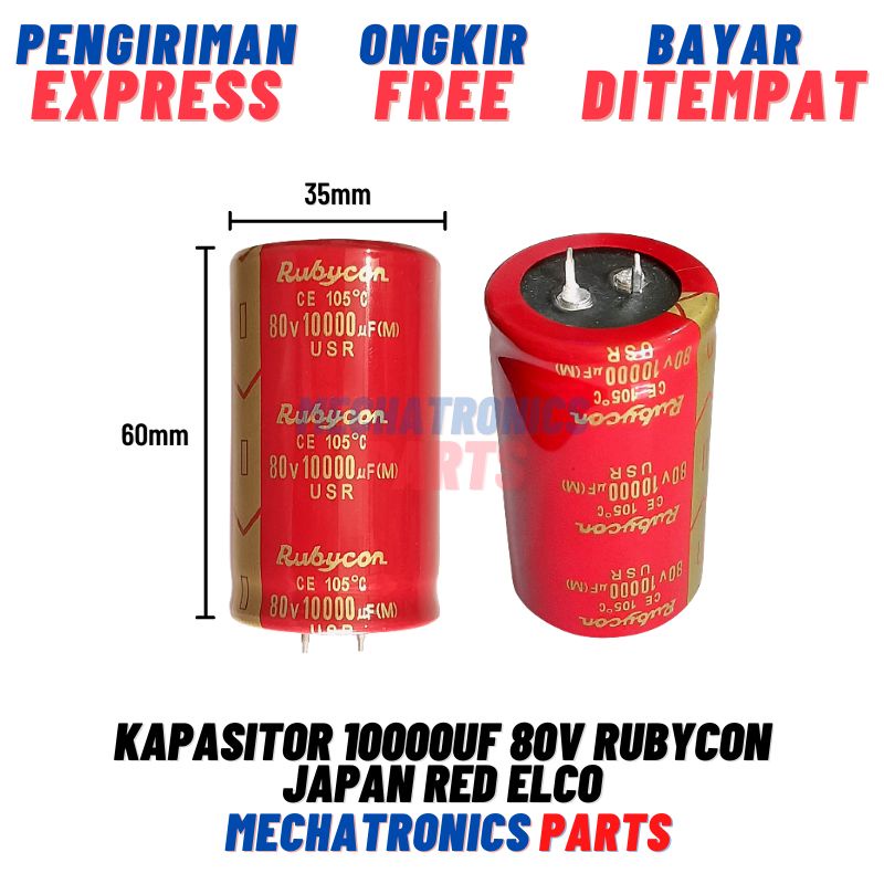[5764] Kapasitor 10000uf 80V RUBYCON JAPAN RED ELKO ELCO