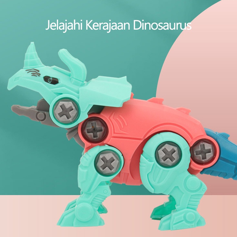 Mainan DIY dinosaurus bongkar pasang obeng/Diy dinosaurus bongkar pasang puzzle/ mainan dinosaurus/  mainan edukasi (B277)