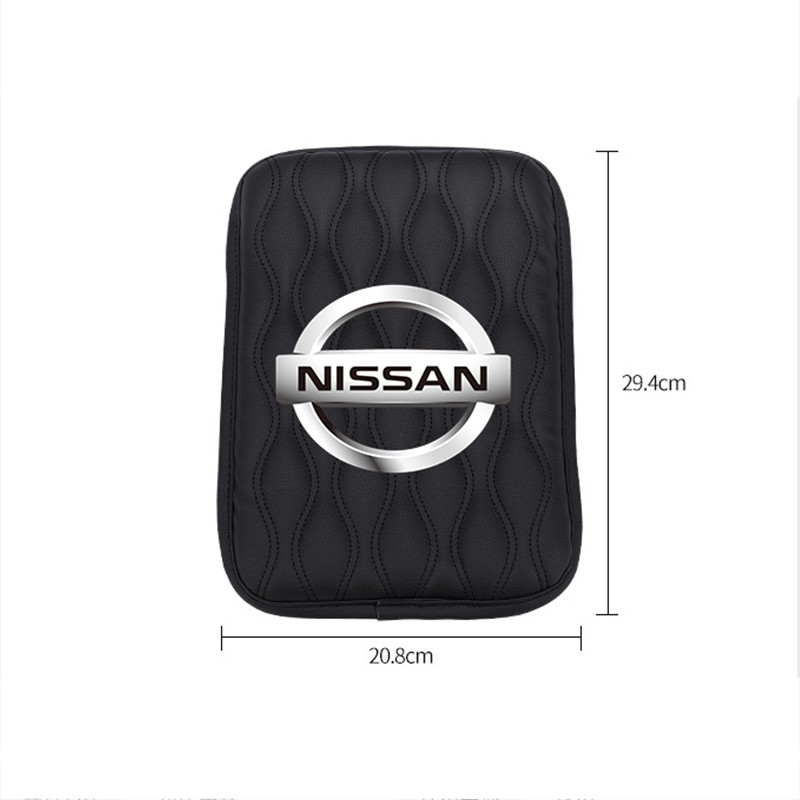 Car Armrest Pad Universal Leather Auto Center Console Storage Box Cover Mat Automobiles Waterproof Armrest Protector Cushion For Nissan Almera Grand Livina Sentra Navara Frontier Latio X-Trail Serena NV200 NV350