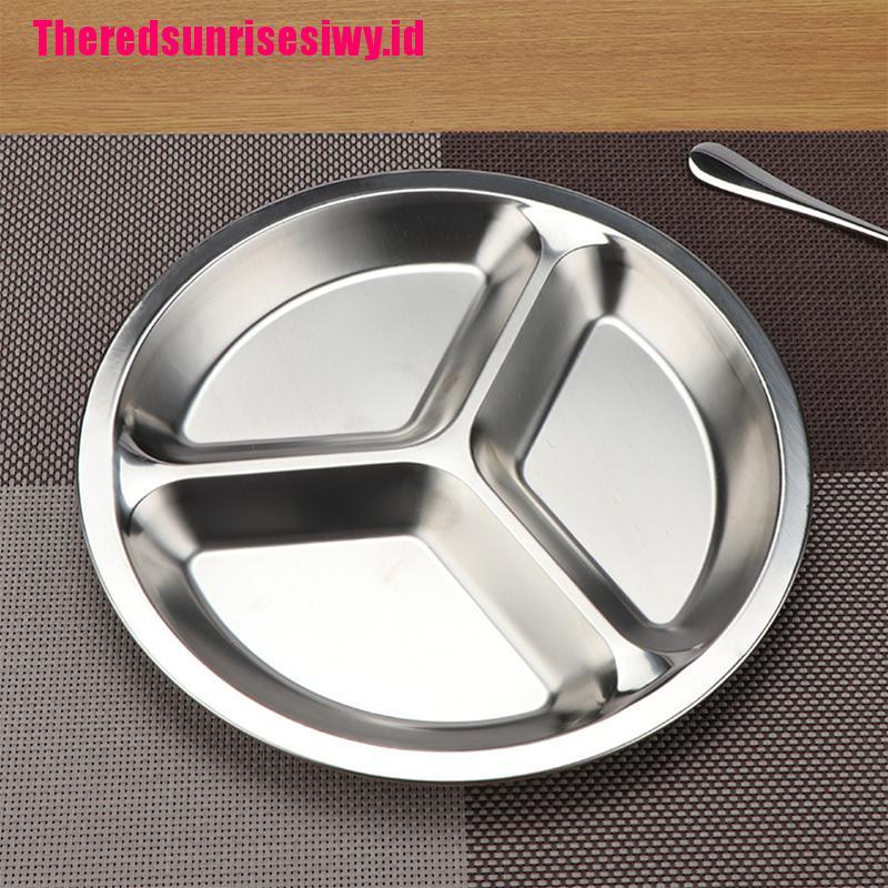 Piring Makan 3 Bagian Bahan Stainless Steel Ukuran 22 / 24cm