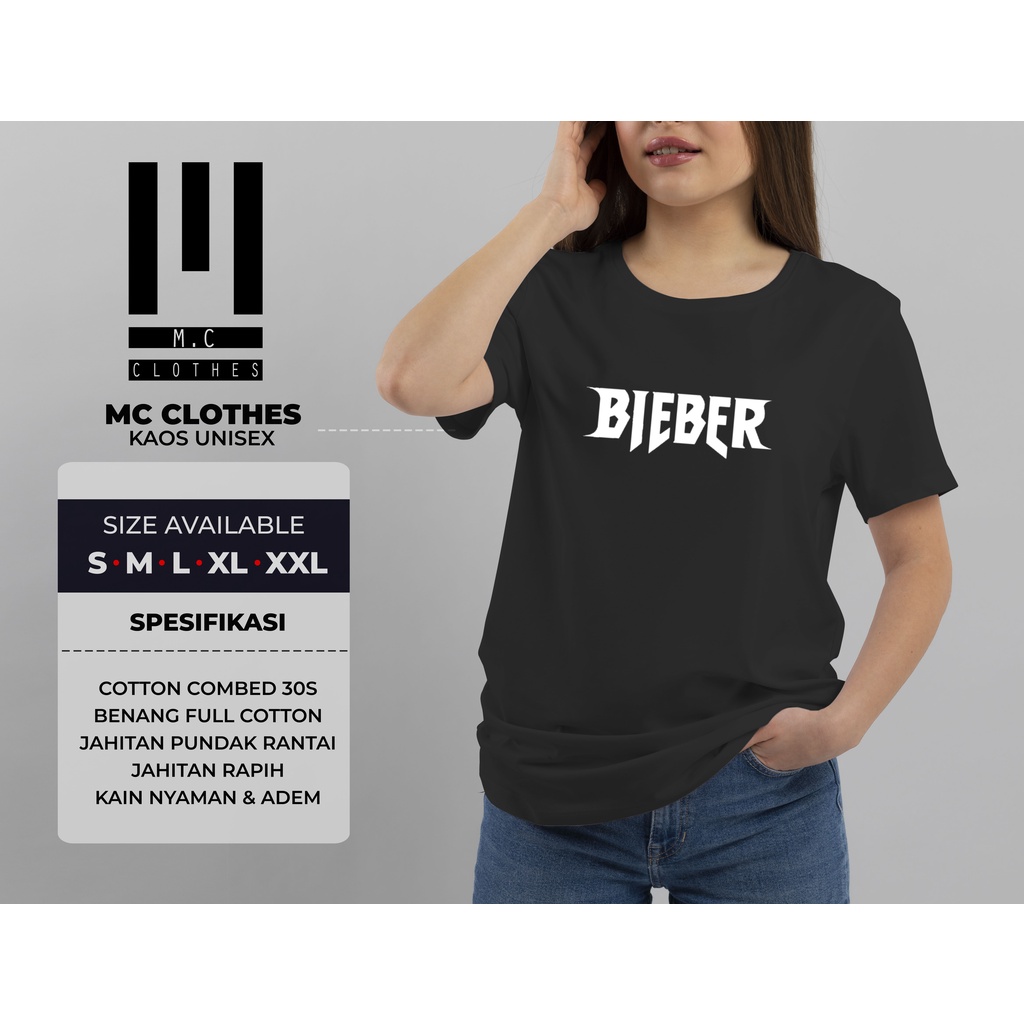 Kaos musik JUSTIN BIEBER BELIEBER Model Baju Unisex Pira wanita
