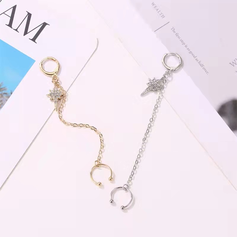 Anting Klip Bintang Wanita Rumbai Panjang Fashion Korean Style Import