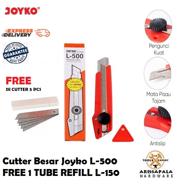 

JOYKO Cutter Besar L 500 Pisau Cutter Kater Free Bonus 5 pcs isi Cutter