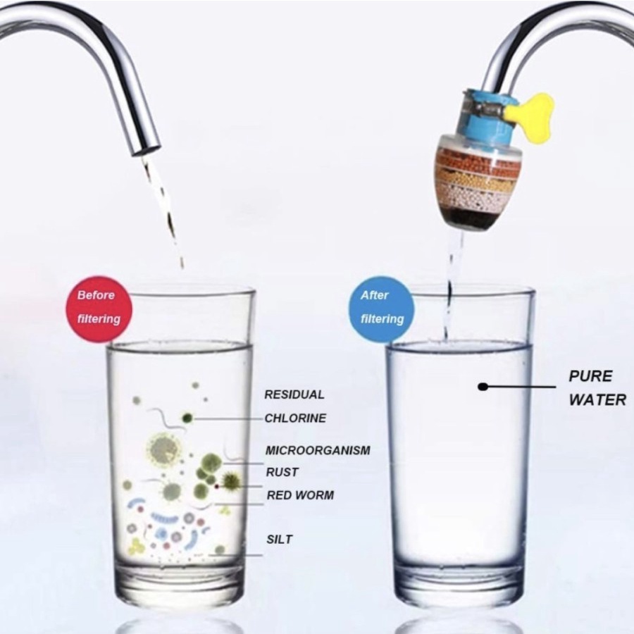 Filter Kran Air Batu Saringan Water Rumah Sambungan wastafel Universal 4 lapis