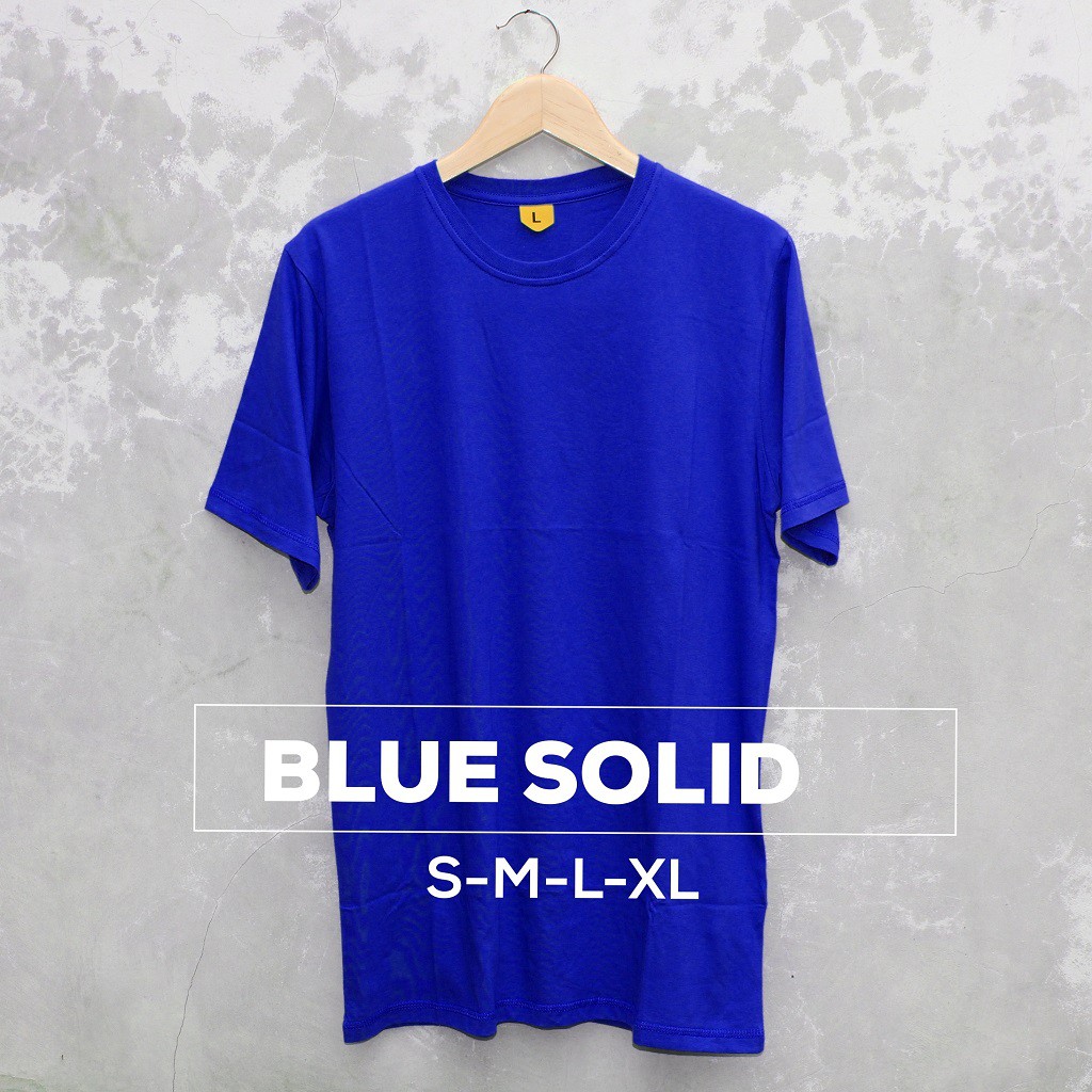 Kaos Polos Pria Blue Solid Cotton Combed 30s  - Baju Polos Pria Blue Solid