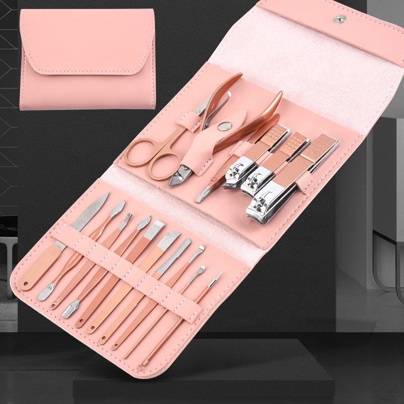 Premium Komplit Set Gunting Kuku Manicure Nail Clippers Pedicure Kit 12in1 &amp; 16in1 TCT12 - Dark Gray