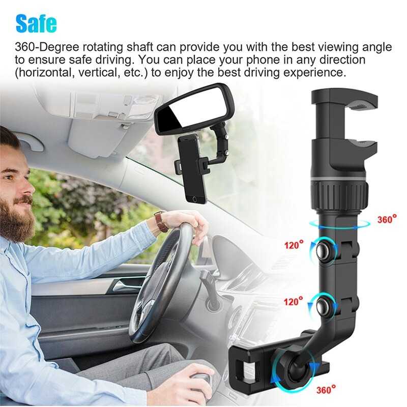 SEAMETAL Car Holder Smartphone Spion Mobil Rearview Bracket - C41394 ( Al-Yusi )