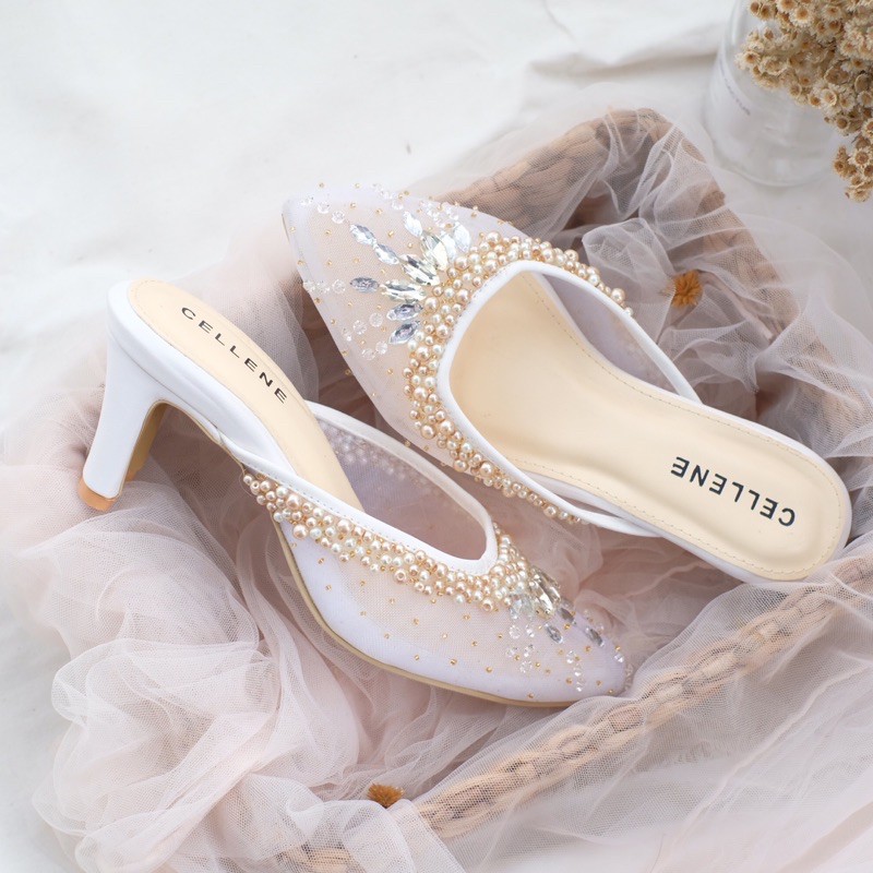 CELLENE Primrose Beads Heels (3warna) / wedding shoes 7cm payet