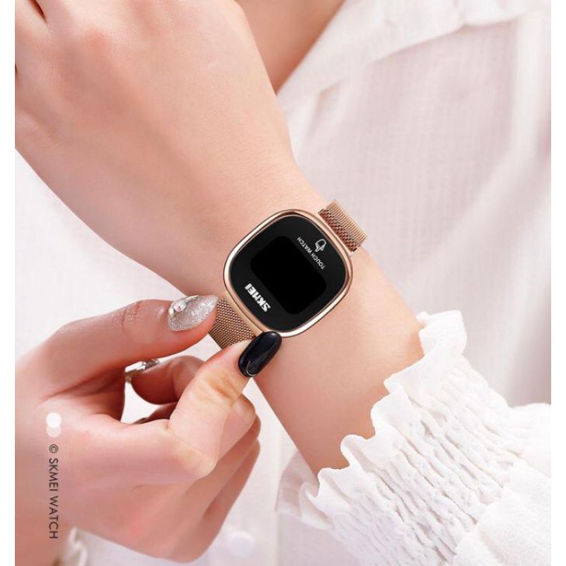 Jam Tangan Layar Sentuh+LED Luminous Anti Air Wanita Fashion Jam Tangan Cewek Keren Tali Pasir 1589