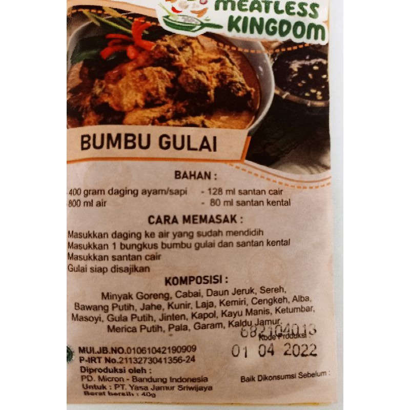 

Meatless Kingdom Bumbu Gulai