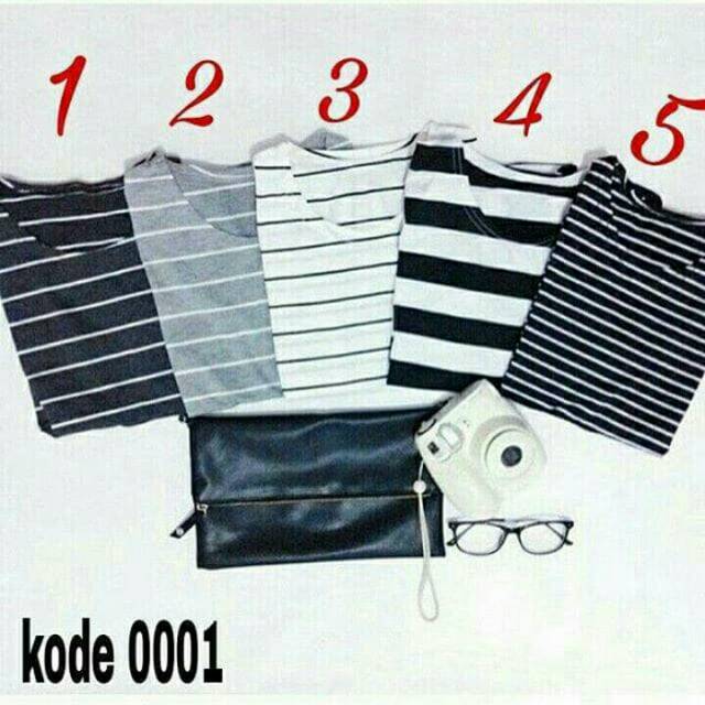 PAKAIAN STRIPE TEE CROP/BAJU MURAH / BAJU WANITA /