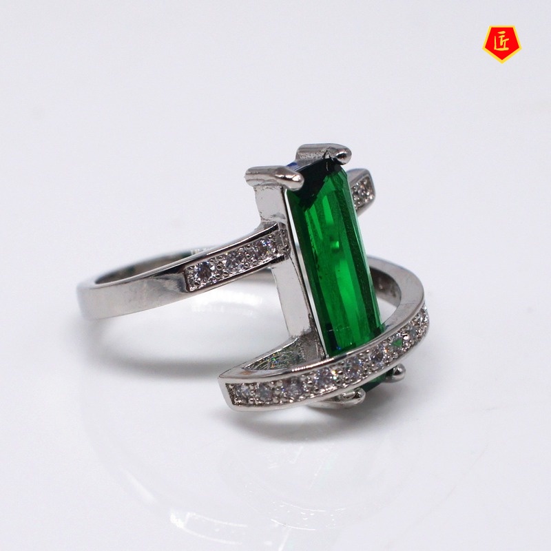 [Ready Stock]Popular Emerald Ring Female Fashion Personality