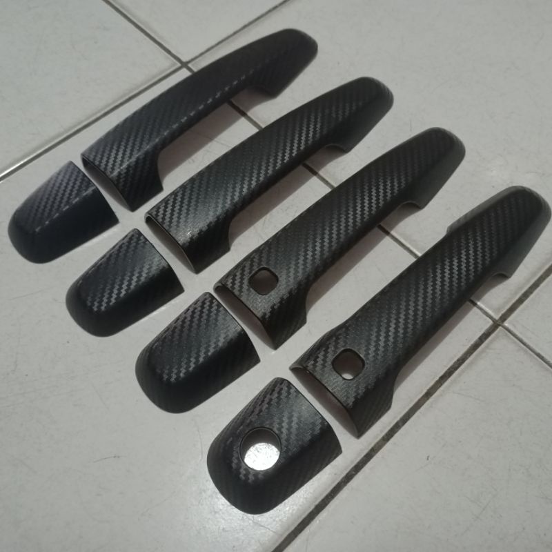 Cover handle Hitam motif carbon all new Pajero sport
