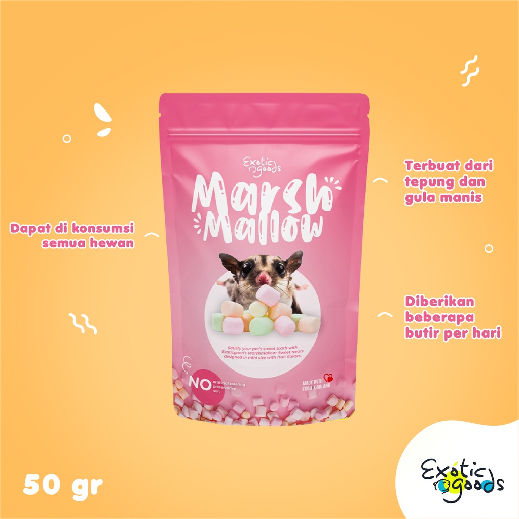 MARSHMALLOW SUGAR GLIDER 50g MARSHMALLOW HAMSTER SNACK SUGAR GLIDER SNACK HAMSTER FISH SUGAR GLIDER