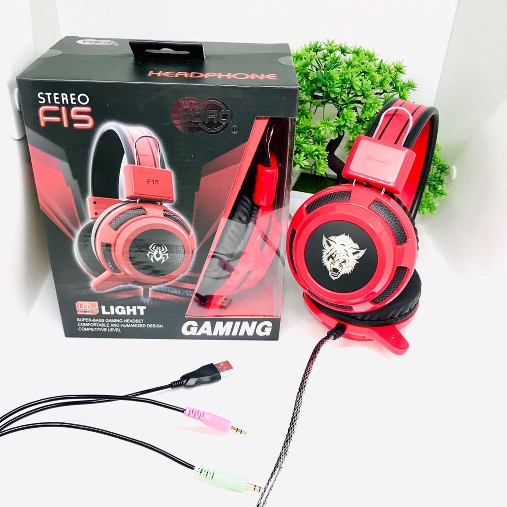 GROSIR F15 STEREO Yoro PUBG Headphone  Gamers Headset Super Bass Earphone Audio Music Gaming Game