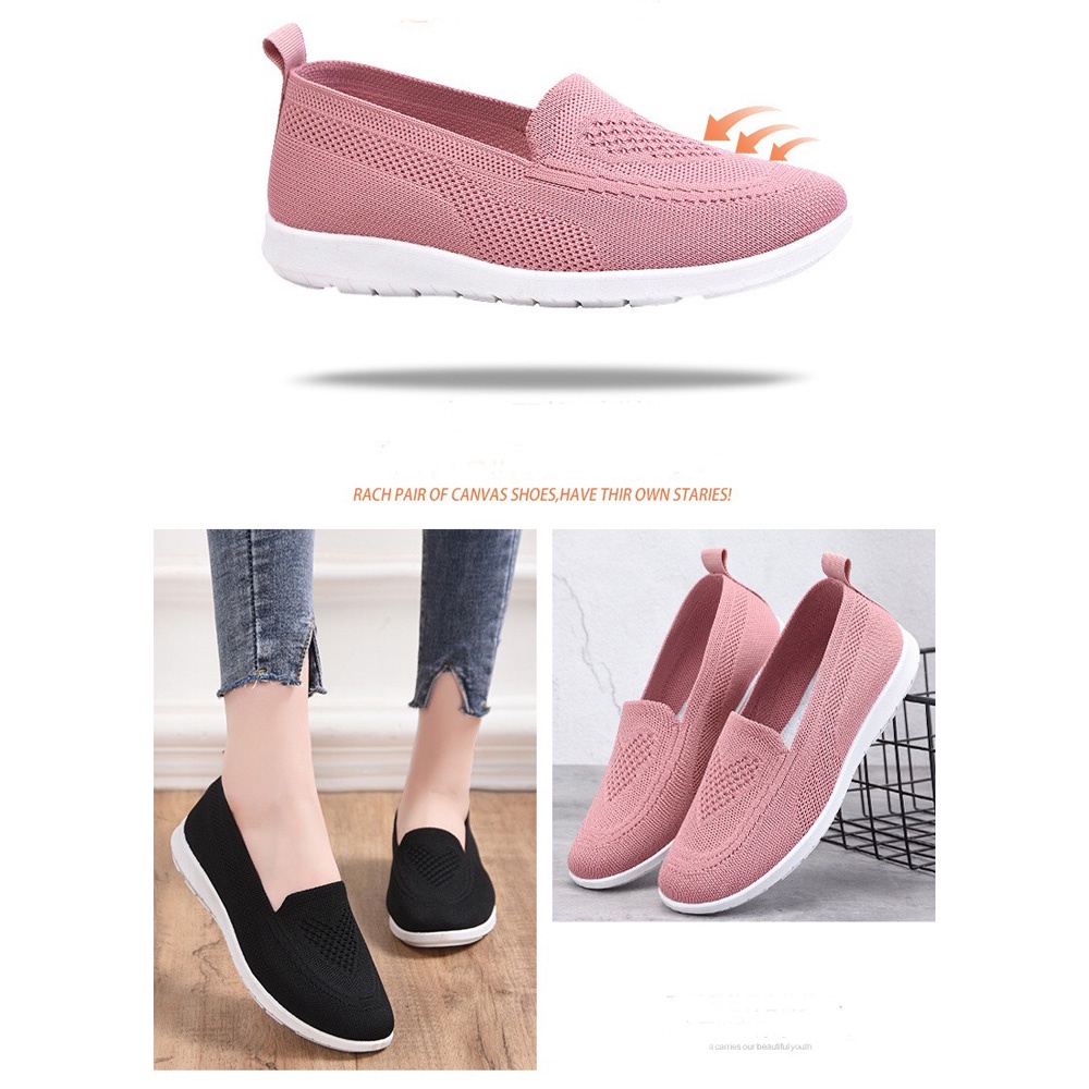 Sepatu wanita sneakers 2022 Sepatu olahraga rajutan terbang sports shoes Bahan Full Karet Anti Licin