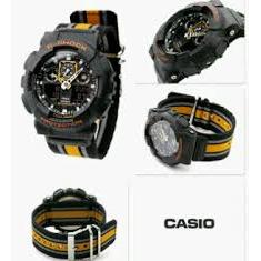 jam tangan pria/sport/fashion Casio G-Shok GA100 tali kanvas kuning kw harga promo oleh ramag olshop
