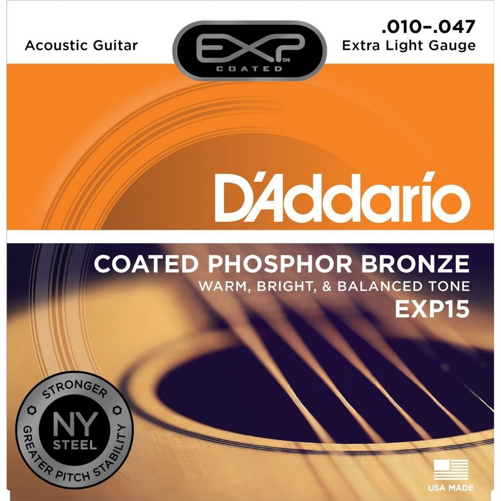 D'Addario Akustik String Coated Phosphor Bronze Senar Gitar Original EXP15 EXP16 EXP17 EXP26