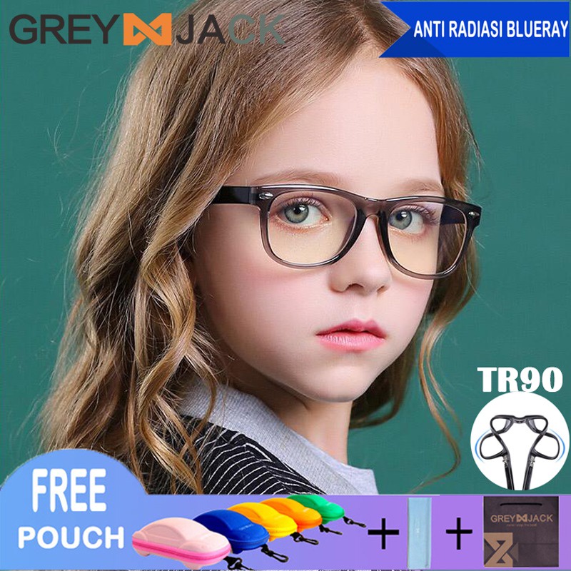 Grey Jack Kacamata Anak Antiradiasi Blueray Kotak Transparan Fashion Anak Perempuan dan Laki-laki New 802-T-1