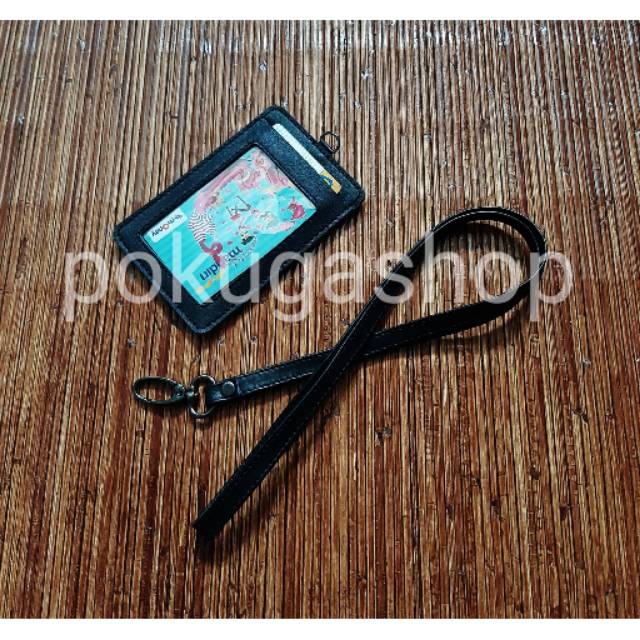 

****Nametag kulit asli lanyard jahit full lebih rapi / id card kulit model kalung