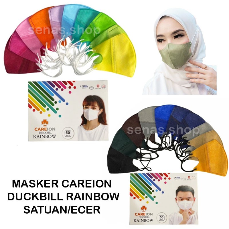 Masker Duckbill CAREION Rainbow Dewasa Cewek Cowok Masker Duckbill Warna Warni Harga Satuan / Ecer