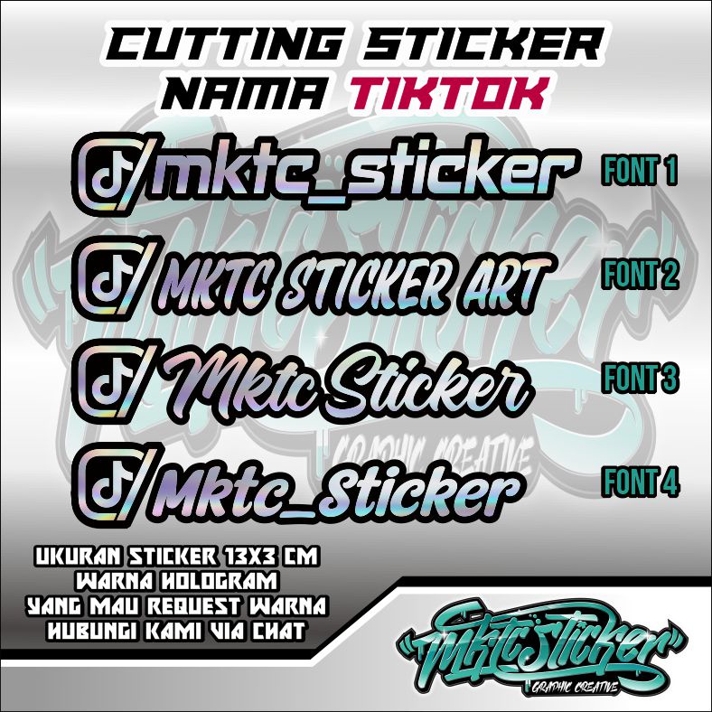 

CUTTING STICKER NAMA TIKTOK WARNA HOLOGRAM