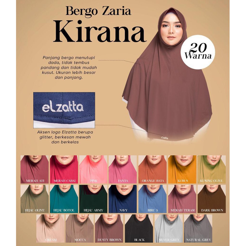 BERGO POLOS PANJANG ZARIA KIRANA BY ELZATTA HIJAB
