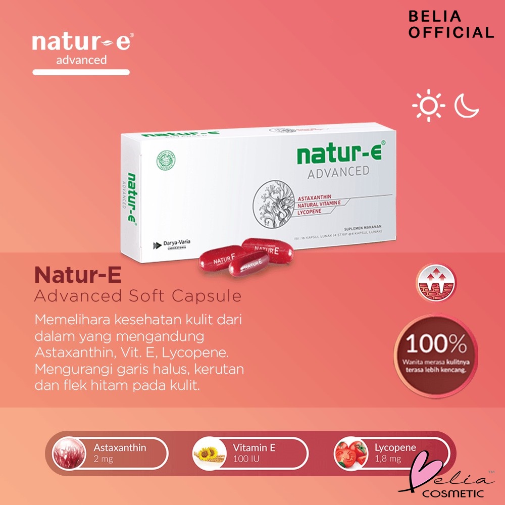 ❤ BELIA ❤ NATUR-E Suplemen Makanan 100 IU | 300 IU | Advanced | White Brightening | Vitamin | Suplemen Kesehatan (✔BPOM)