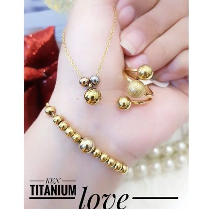 TiTanium set gelang kalung dan cincin y52288