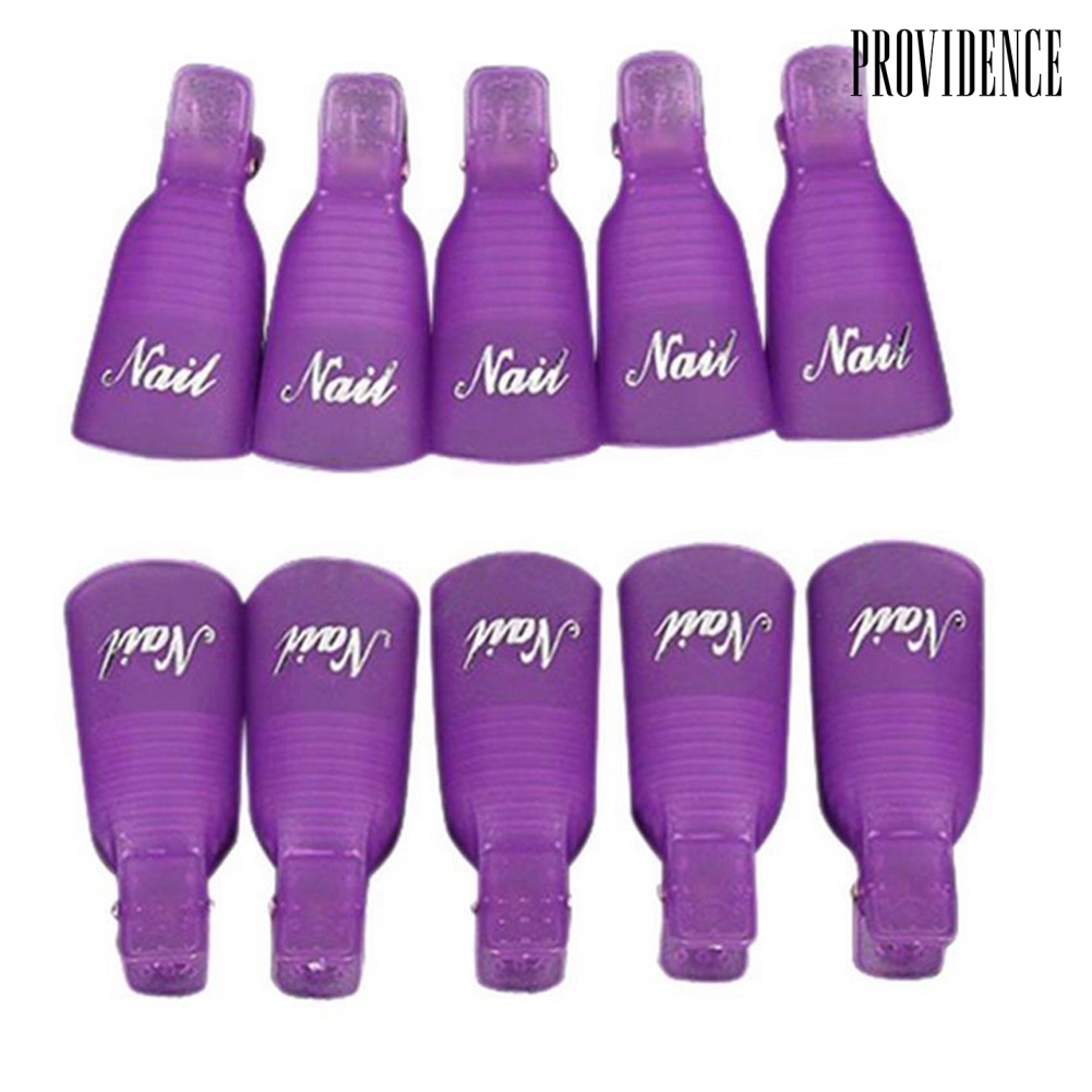 Providence 10pcs / Set Klip Cap Soak Off Pembersih Kutek Uv Gel Bahan Plastik Untuk Manicure / Nail Art