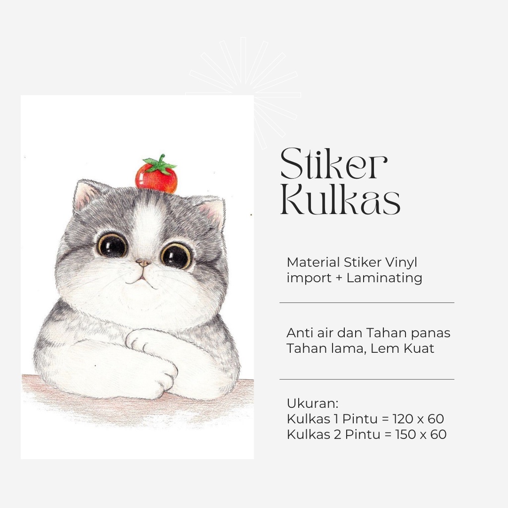 Stiker Kulkas 1 Pintu dan 2 Pintu Motif kucing Kode K-G4 - FX