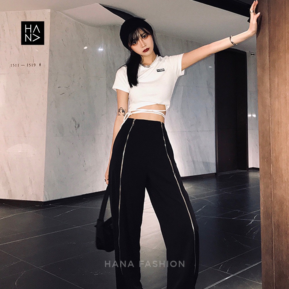 HanaFashion JKT - Glamour T-Shirt Crop Top Kaos Stylish Wanita Murah - CT077