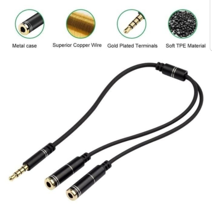 Audio Splitter Connecter 3.5MM Earphone Jack 1 Male 2 Female Earphone