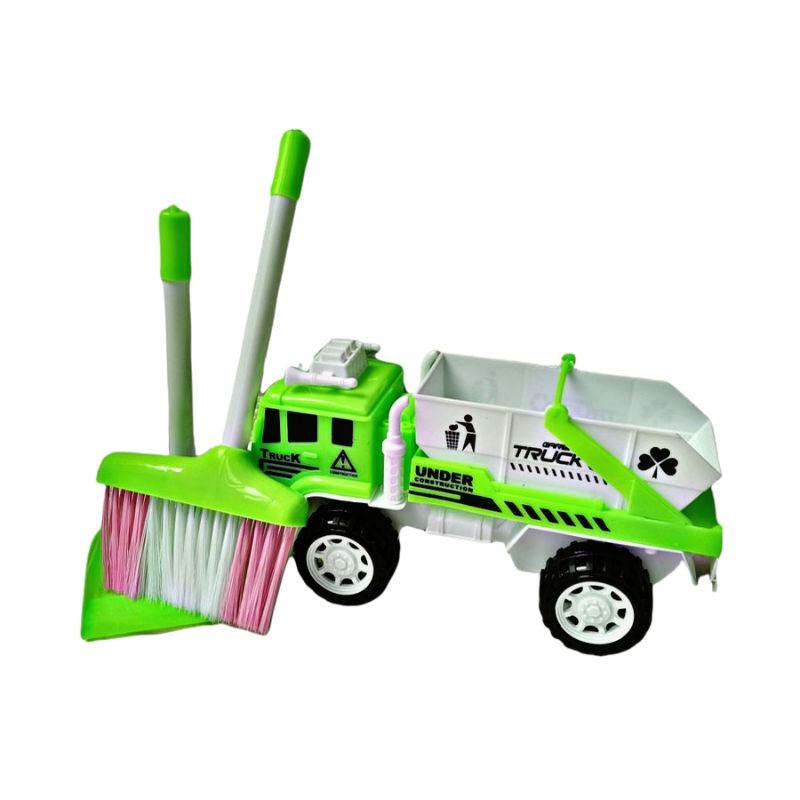 AK 18 MAINAN TRUCK KOMPACTOR SAMPAH PLUS ALAT KEBERSIHAN / MAINAN DUMP TRUK SAMPAH PLUS PERALATAN KE