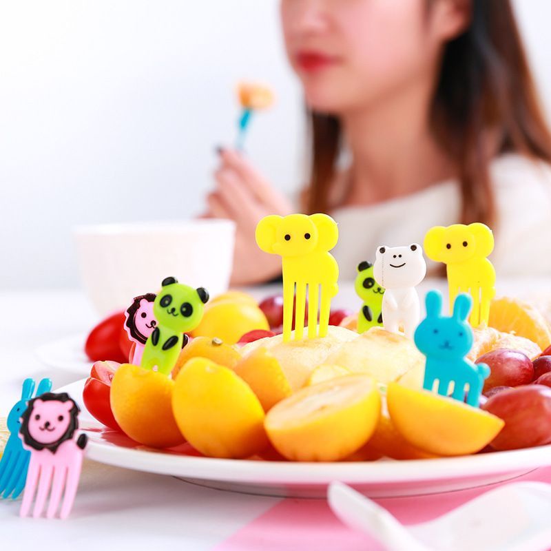 GARPU BUAH MINI TUSUKAN BENTO KARAKTER BENTO LUCU 10set GARPU MINI Fruit fork