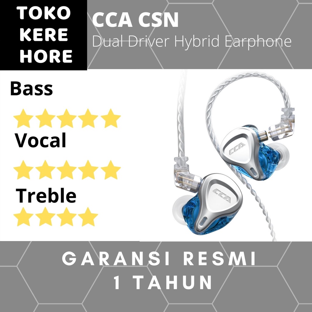 CCA CSN Hybrid Dual Driver Basshead Earphone with MIC