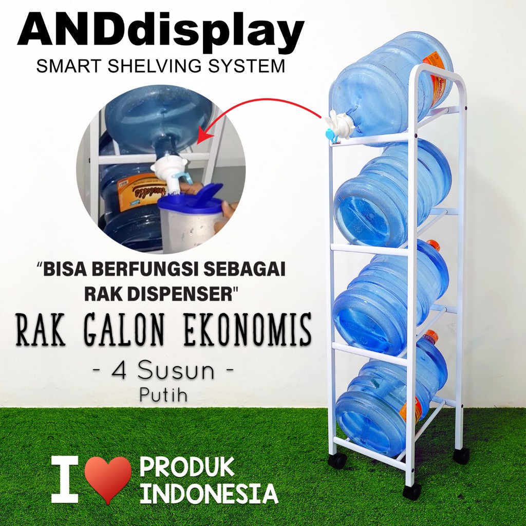 RAK DISPENSER 4 SUSUN PUTIH GALON EKONOMIS AIR MINUM ANDDISPLAY