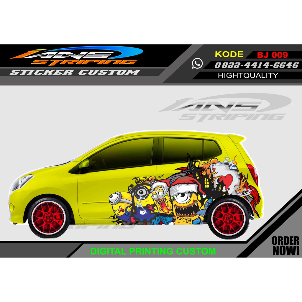 STICKER VARIASI MOBIL SAMPING HONDA JAZZ / DECAL STIKER MOBIL MINION