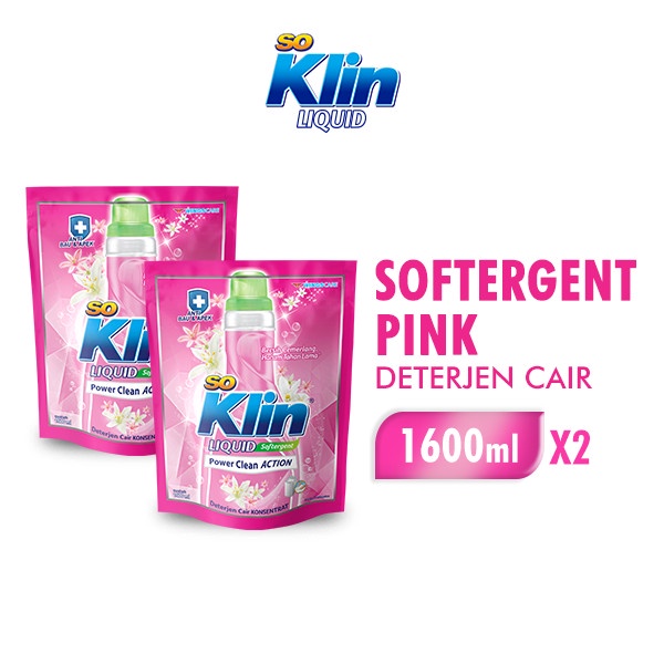 Jual Soklin Deterjen Cair Softergent 1600 ml x 2 pcs Murah