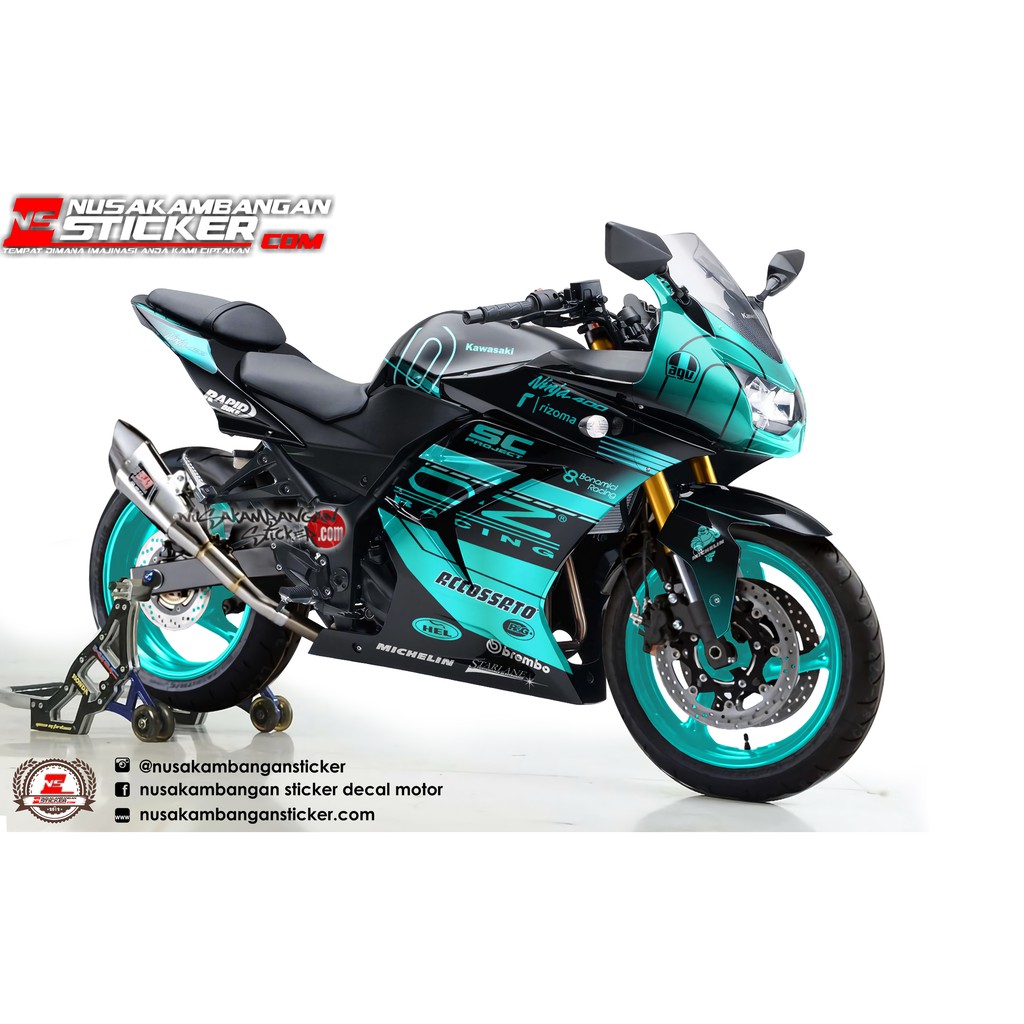 Decal Sticker Ninja 250 Karbu Oz Racing hijau tosca