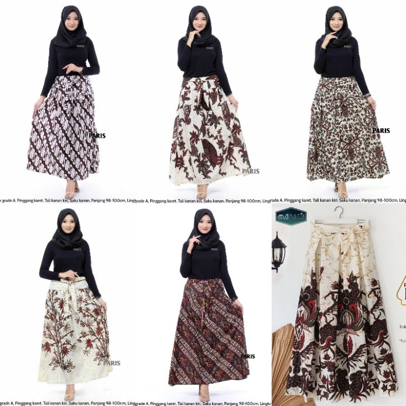 ROK BATIK PANJANG WARNA PUTIH GADING KIPAS BAMBU LIRIS ROK BATIK WHITE SERIES WARNA PUTIH