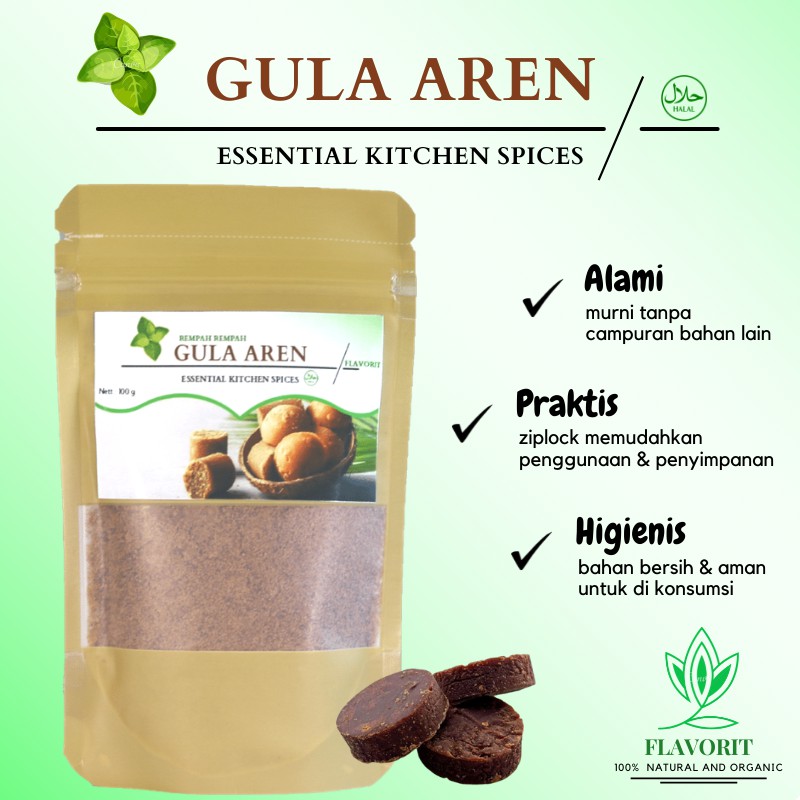 Brown Palm Sugar Gula Semut Aren Asli Organik Bubuk Bumbu Dapur Penyedap Rasa Herbal Rempah Murni