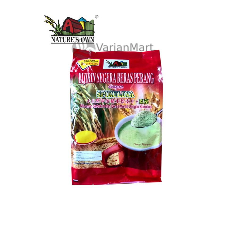 

NATURE'S OWN INSTANT BROWN RICE CEREAL WITH SPIRULINA / SEREAL DRINK - NO SUGAR-MERAH