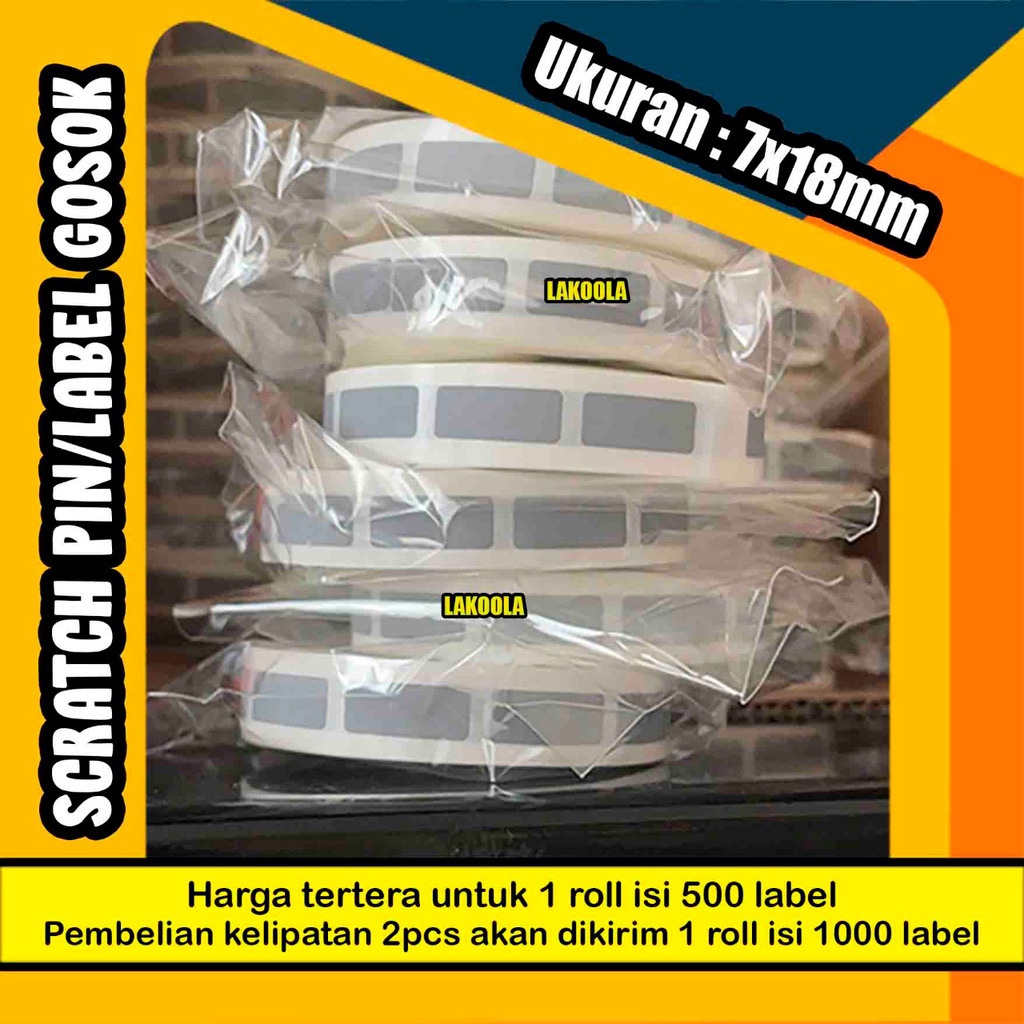 

1000 label 7x18 mm Scratch Pin label gosok Sticker Gosok 7x18 mm