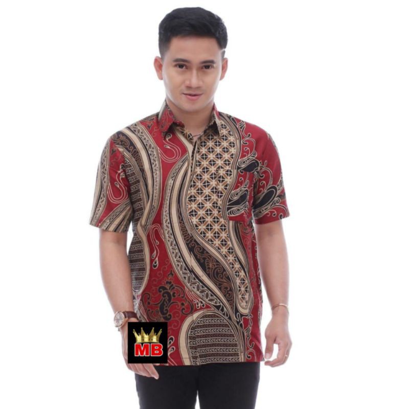 HRB026 Kenongo Hem Kemeja Batik Pria Katun Primis Premium Halus M L XL XXL