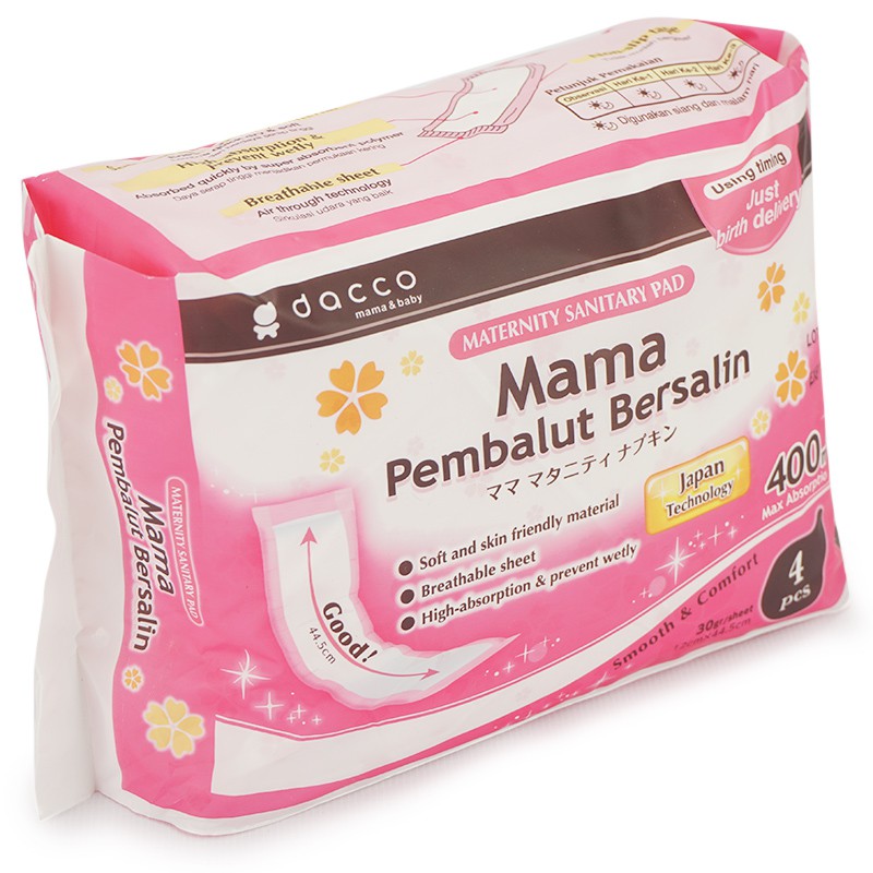 Dacco MAMA PEMBALUT Bersalin / Nifas / Melahirkan isi 4 pcs Pad Teknologi Jepang 44,5 cm EXP 2025