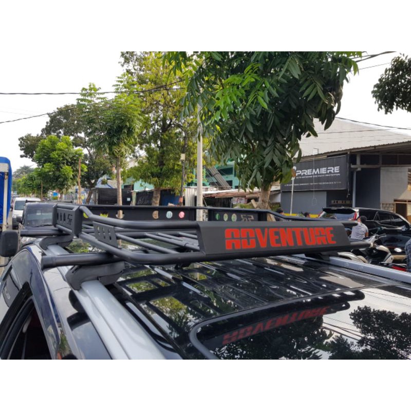 Rak Adventure Atap Mobil Besi Hollow Finishing Powder Coating + Cross Bar ( Jepit roof rail / jepit 