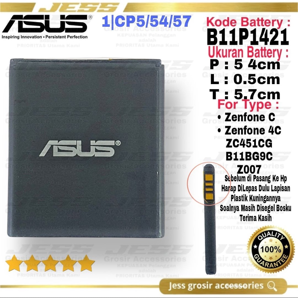 Baterai Battery Asus Zenfone C - Zenfone 4C - Z007 - ZC451CG  B11P1421 / B11BG9C Original