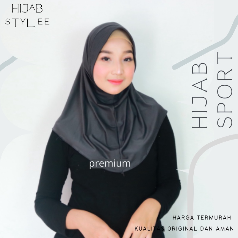 Kerudung Khimar Instan Hijab Sporty pet bahan Jersey Olahraga Volly Basket Futsal No Label Termurah